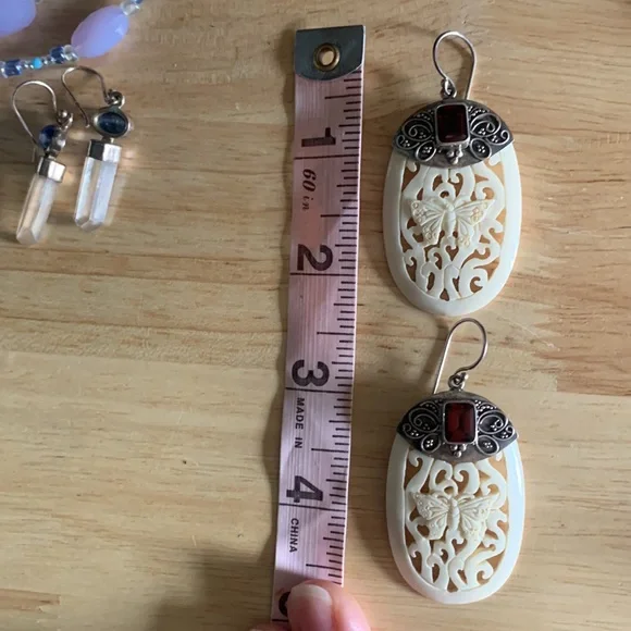 925s Butterfly Garnet Earrings 🧿 🕊️ - Picture 3 of 6